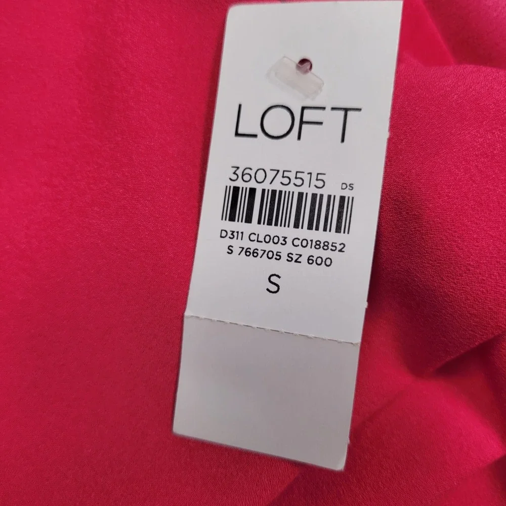 LOFT Womens Short Puff Sleeve Twist Neck Blouse Pink Small NWT